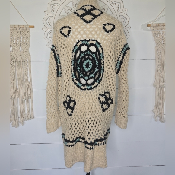 Zadig and Voltaire Cream Crochet Knit Merino Wool Open Front Pix Hook Ca… - Picture 1 of 7